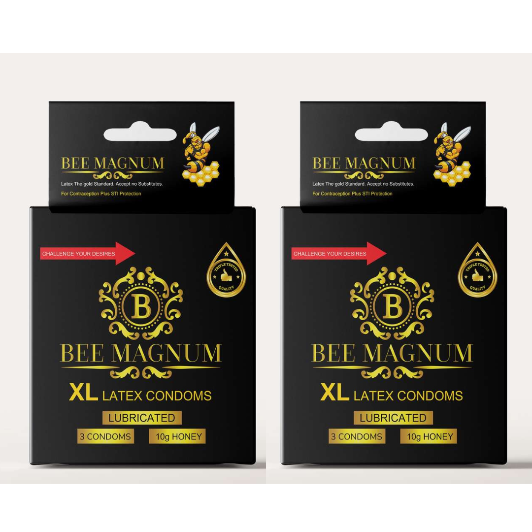 BEE MAGNUM - Honey 10g, 3 Free Latex Condoms Included Size XL