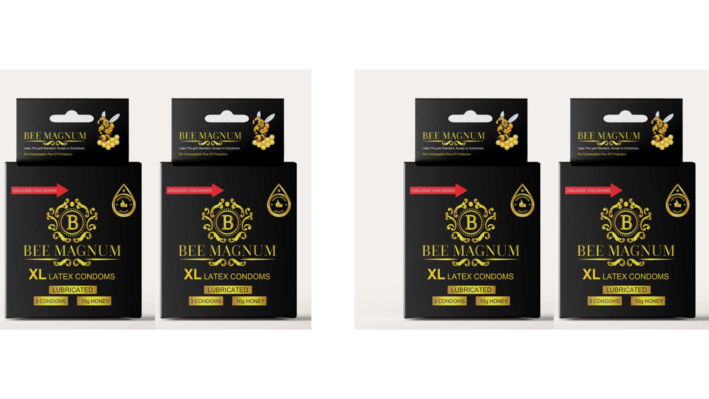 BEE MAGNUM - Honey 10g, 3 Free Latex Condoms Included Size XL