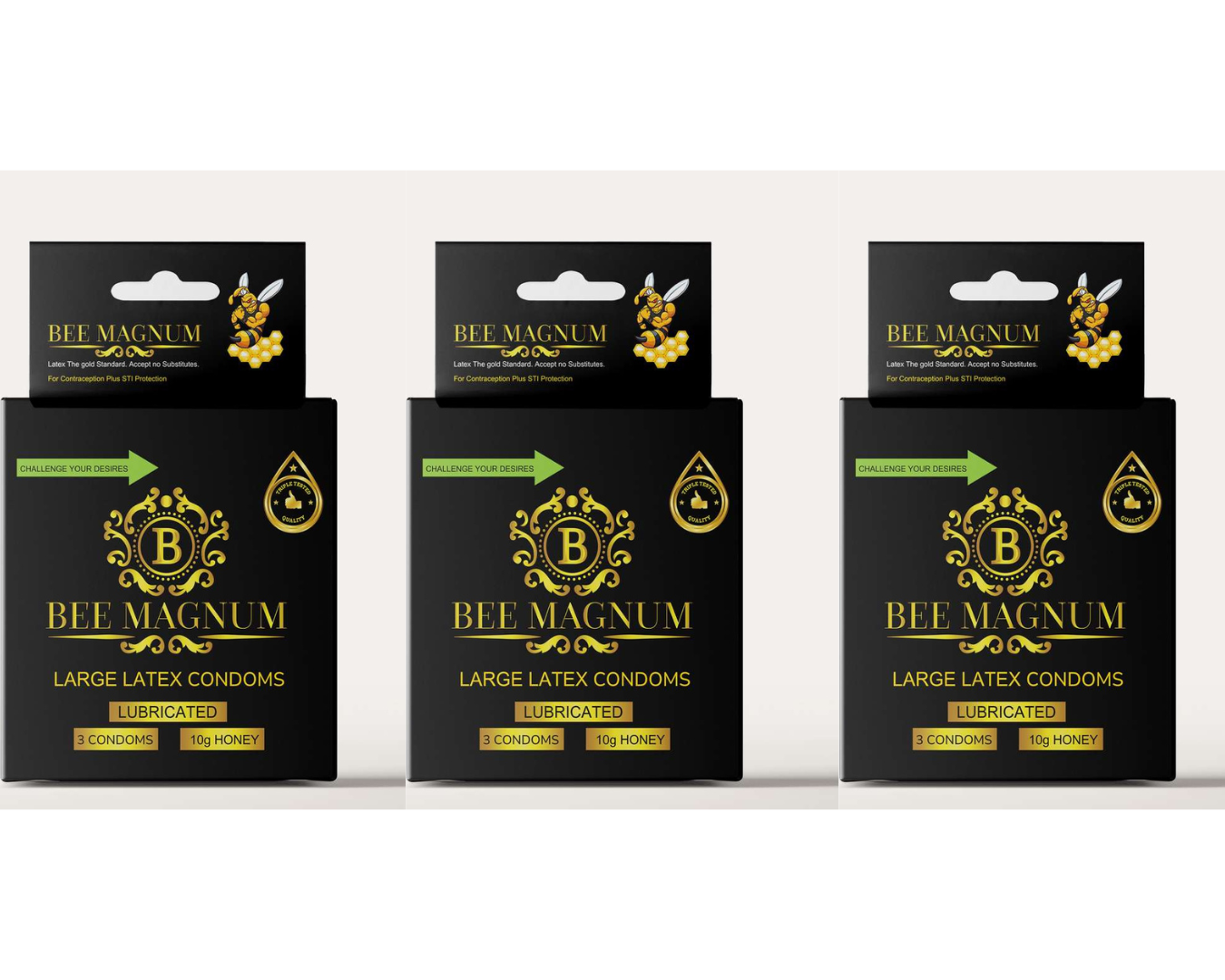 BEE MAGNUM - Honey 10g, 3 Free Latex Condoms Included Size L