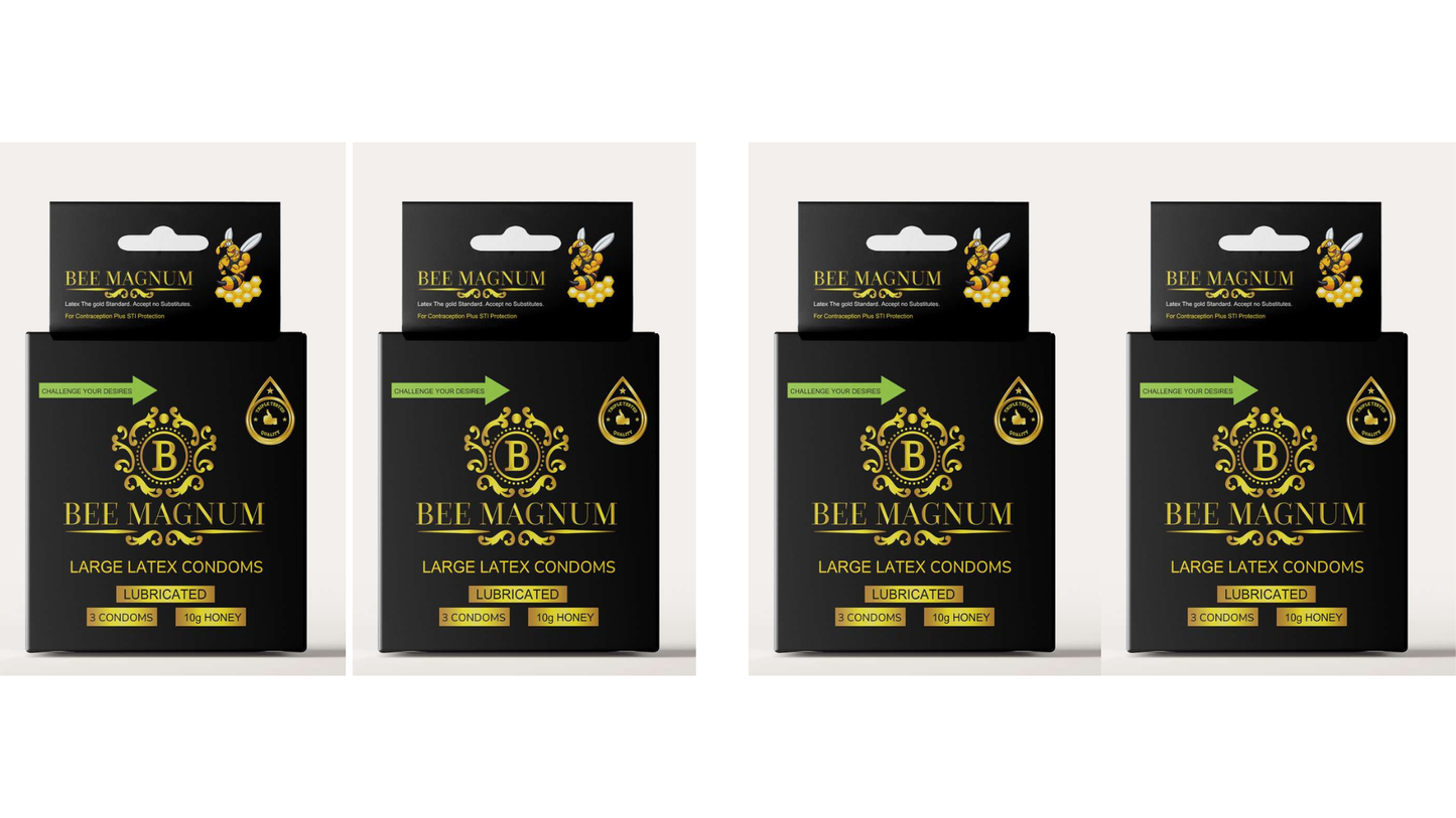 BEE MAGNUM - Honey 10g, 3 Free Latex Condoms Included Size L
