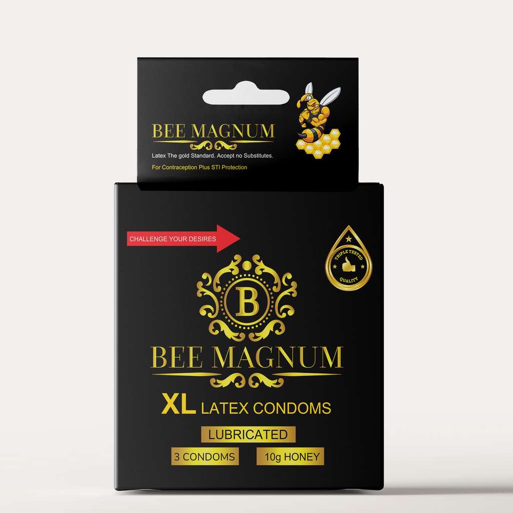 BEE MAGNUM - Honey 10g, 3 Free Latex Condoms Included Size XL