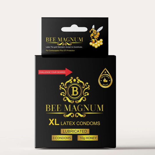 BEE MAGNUM - Honey 10g, 3 Free Latex Condoms Included Size XL