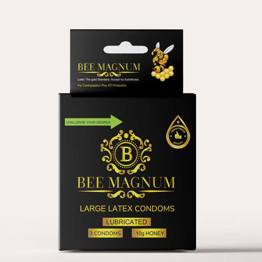 BEE MAGNUM - Honey 10g, 3 Free Latex Condoms Included Size L